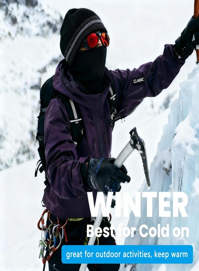 UNNESTAR Fleece Hats for Men Windproof Stretchy Winter Knit Beanie Caps Outdoors Skiing Running Black - Image 4